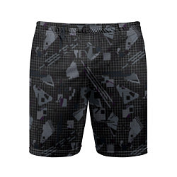 Шорты спортивные мужские Темный серый узор мемфис, цвет: 3D-принт