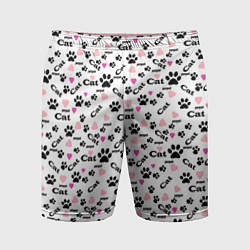 Шорты спортивные мужские Следы кошачьих лап, цвет: 3D-принт