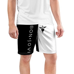 Шорты спортивные мужские BON JOVI BLACK WHITE, цвет: 3D-принт — фото 2