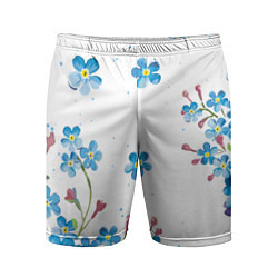 Мужские спортивные шорты Букет голубых цветов