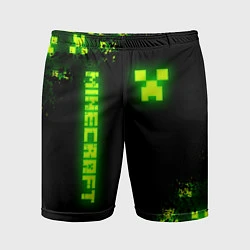 Шорты спортивные мужские MINECRAFT NEON LOGO CREEPER, цвет: 3D-принт