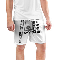 Шорты спортивные мужские Kaneki ken на белом фоне, цвет: 3D-принт — фото 2