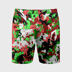 Шорты спортивные мужские Красно-зеленый камуфляж, цвет: 3D-принт