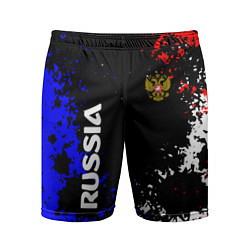 Шорты спортивные мужские Russia Брызги красок, цвет: 3D-принт