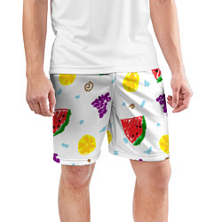 Шорты спортивные мужские Пиксельные фрукты, цвет: 3D-принт — фото 2