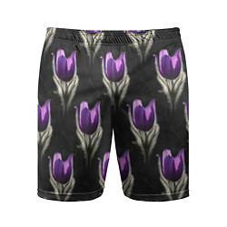 Мужские спортивные шорты Фиолетовые цветы - паттерн