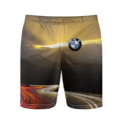 Шорты спортивные мужские BMW Night route, цвет: 3D-принт