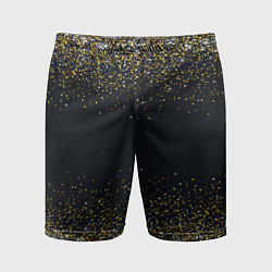 Шорты спортивные мужские Золотые блестки на темном фоне Сияющий глиттер, бл, цвет: 3D-принт