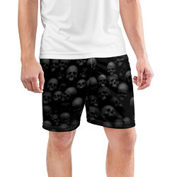 Шорты спортивные мужские Черепа на черном фоне паттерн, цвет: 3D-принт — фото 2