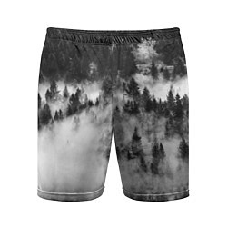 Шорты спортивные мужские Мрачный лес - туман, цвет: 3D-принт