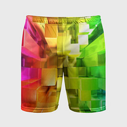Шорты спортивные мужские Геометрический паттерн 3D Neon, цвет: 3D-принт