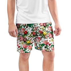 Шорты спортивные мужские Узор из летних роз Summer Roses Pattern, цвет: 3D-принт — фото 2