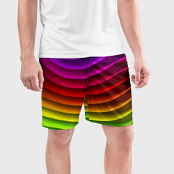 Шорты спортивные мужские Color line neon pattern Abstraction Summer 2023, цвет: 3D-принт — фото 2