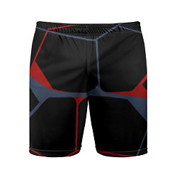 Шорты спортивные мужские Геометрические линии сине-красные, цвет: 3D-принт