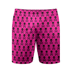Шорты спортивные мужские Розовый фон с черепами паттерн, цвет: 3D-принт
