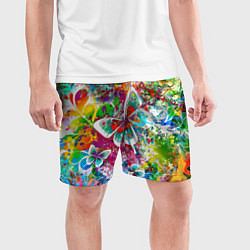 Шорты спортивные мужские Яркое безумие Бабочки, кляксы, граффити, цвет: 3D-принт — фото 2