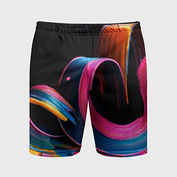 Шорты спортивные мужские Разноцветный мазки краски Абстракция Multicolored, цвет: 3D-принт