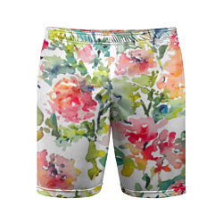 Шорты спортивные мужские Floral pattern Watercolour Summer, цвет: 3D-принт