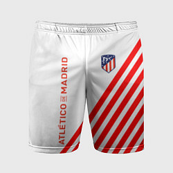 Шорты спортивные мужские Atletico madrid красные полосы, цвет: 3D-принт