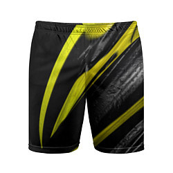 Шорты спортивные мужские Жёлтая и Чёрная Масляная Краска, цвет: 3D-принт