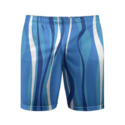 Шорты спортивные мужские Синие и белые волны, цвет: 3D-принт