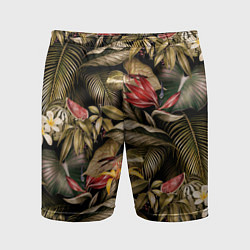 Шорты спортивные мужские Райский сад цветы и фрукты, цвет: 3D-принт