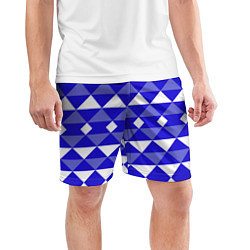 Шорты спортивные мужские Бело-синий геометрический узор, цвет: 3D-принт — фото 2
