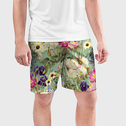 Шорты спортивные мужские Красочные Цветы Лета, цвет: 3D-принт — фото 2