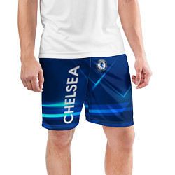 Шорты спортивные мужские Chelsea Синяя абстракция, цвет: 3D-принт — фото 2