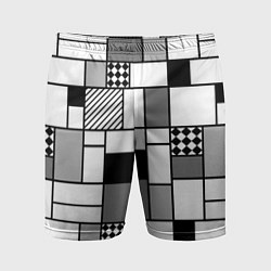 Мужские спортивные шорты Черно белый геометрический скандинавский узор