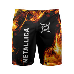 Шорты спортивные мужские Metallica и пылающий огонь, цвет: 3D-принт