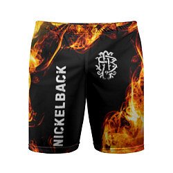 Шорты спортивные мужские Nickelback и пылающий огонь, цвет: 3D-принт