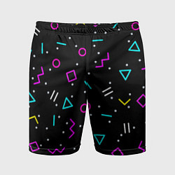 Шорты спортивные мужские Colored neon geometric shapes, цвет: 3D-принт