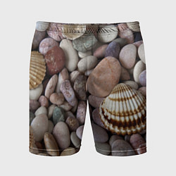 Шорты спортивные мужские Морские камни и ракушки, цвет: 3D-принт