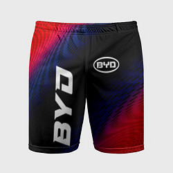 Шорты спортивные мужские BYD красный карбон, цвет: 3D-принт