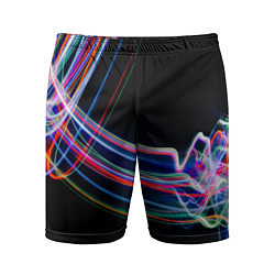 Шорты спортивные мужские Неоновые линии во тьме, цвет: 3D-принт