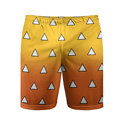 Мужские спортивные шорты Оранжевое кимоно с треугольниками - Зеницу клинок