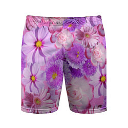 Мужские спортивные шорты Фиолетовые и розовые цветы