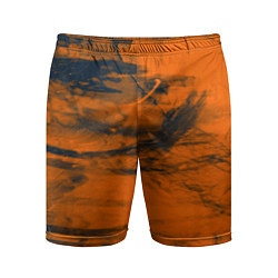 Шорты спортивные мужские Абстрактная оранжевая поверхность и чёрные тени, цвет: 3D-принт