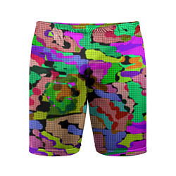 Шорты спортивные мужские Разноцветный клетчатый камуфляж, цвет: 3D-принт