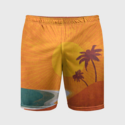 Шорты спортивные мужские Закат на побережье минимализм, цвет: 3D-принт
