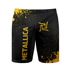 Мужские спортивные шорты Metallica - gold gradient: надпись, символ
