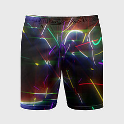Шорты спортивные мужские Разноцветные неоновые линии, цвет: 3D-принт