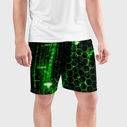 Шорты спортивные мужские Зелёный программный код, цвет: 3D-принт — фото 2