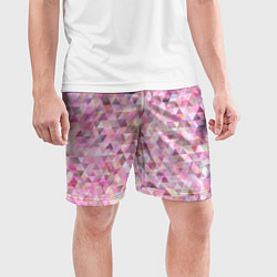 Шорты спортивные мужские Абстрактное множество розовых и фиолетовых треугол, цвет: 3D-принт — фото 2