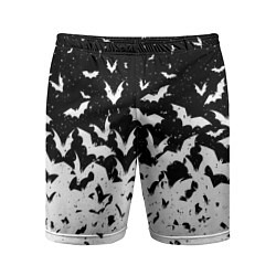 Шорты спортивные мужские Black and white bat pattern, цвет: 3D-принт