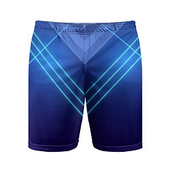 Шорты спортивные мужские Глубокий синий с неоновыми полосами, цвет: 3D-принт