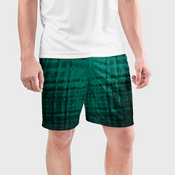 Шорты спортивные мужские Мозаичный узор в черно -зеленых тонах, цвет: 3D-принт — фото 2