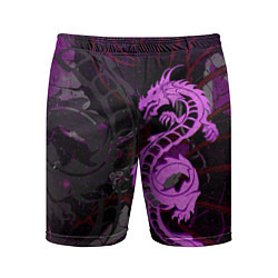 Шорты спортивные мужские Неоновый дракон purple dragon, цвет: 3D-принт