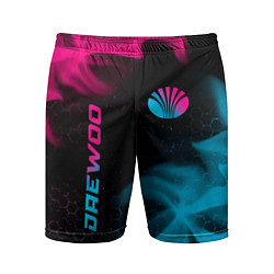 Мужские спортивные шорты Daewoo - neon gradient: надпись, символ